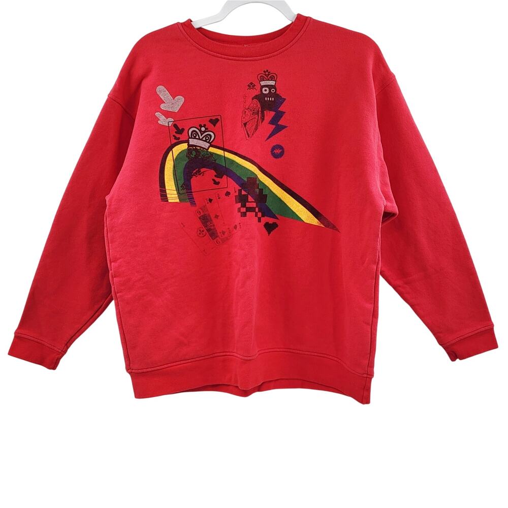 Oxbow King of Hearts & Rainbow Multicolored Crewneck Sweatshirt Junior’s Size 14